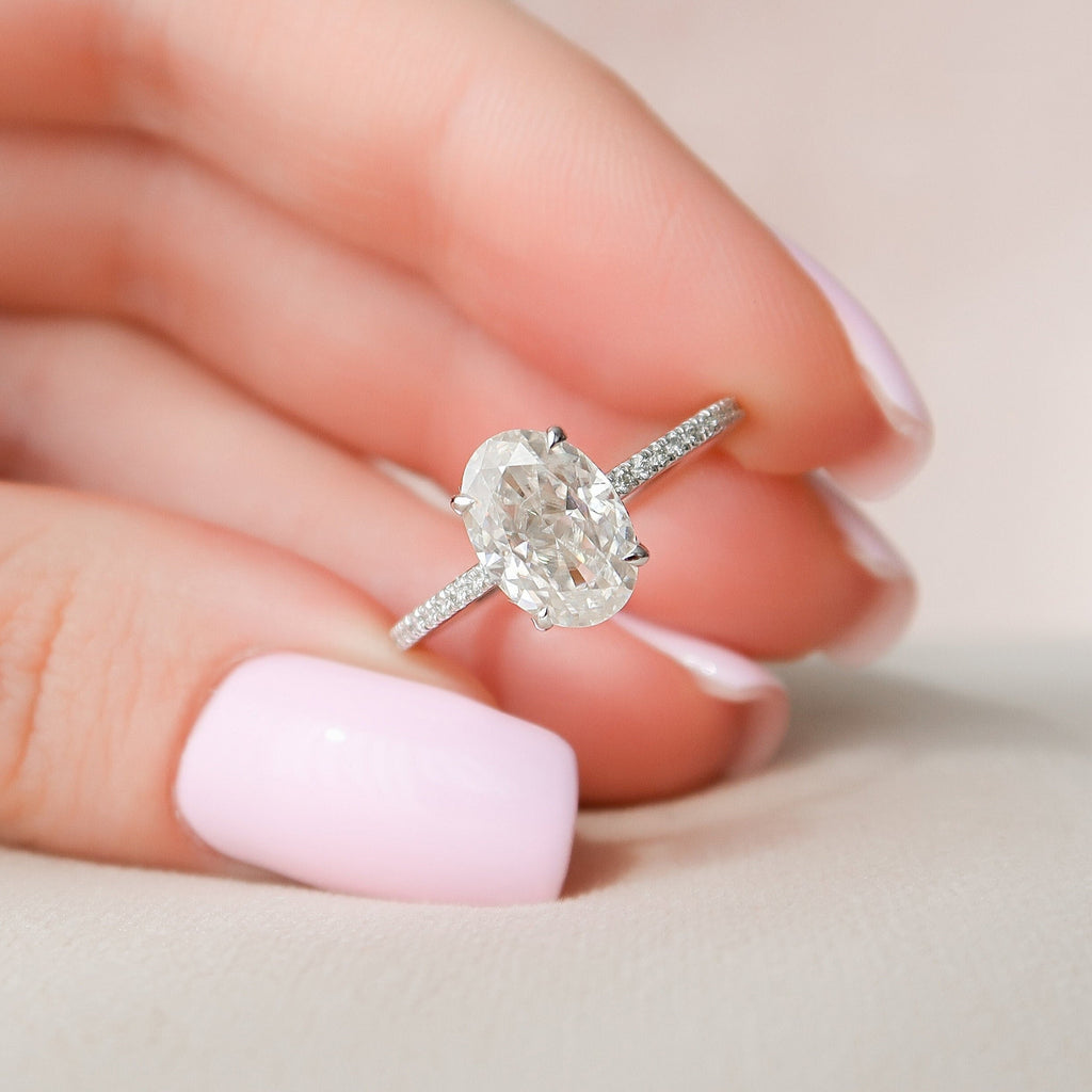 2.50 CT Oval Moissanite Pave Setting Engagement Ring
