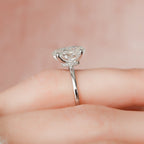 3.0 CT Oval Moissanite Hidden Halo Setting Engagement Ring