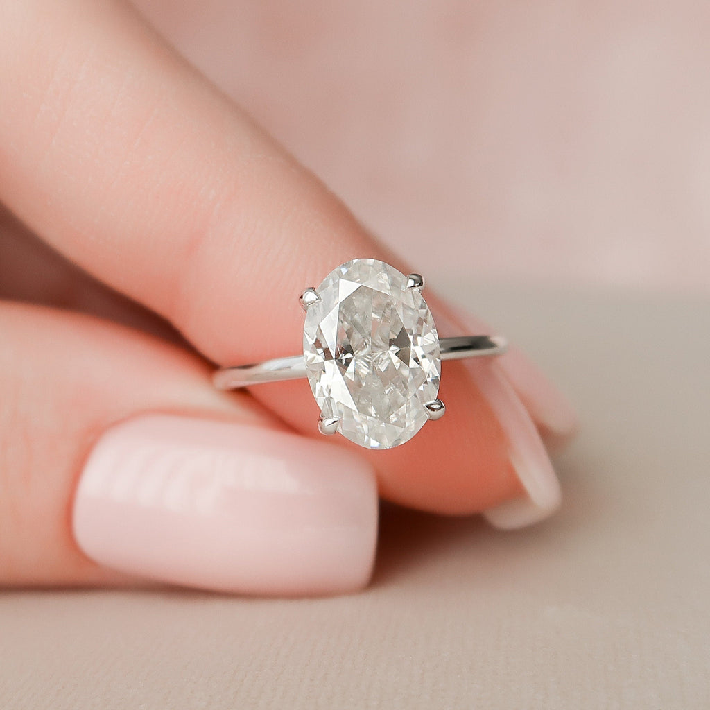 3.0 CT Oval Moissanite Hidden Halo Setting Engagement Ring