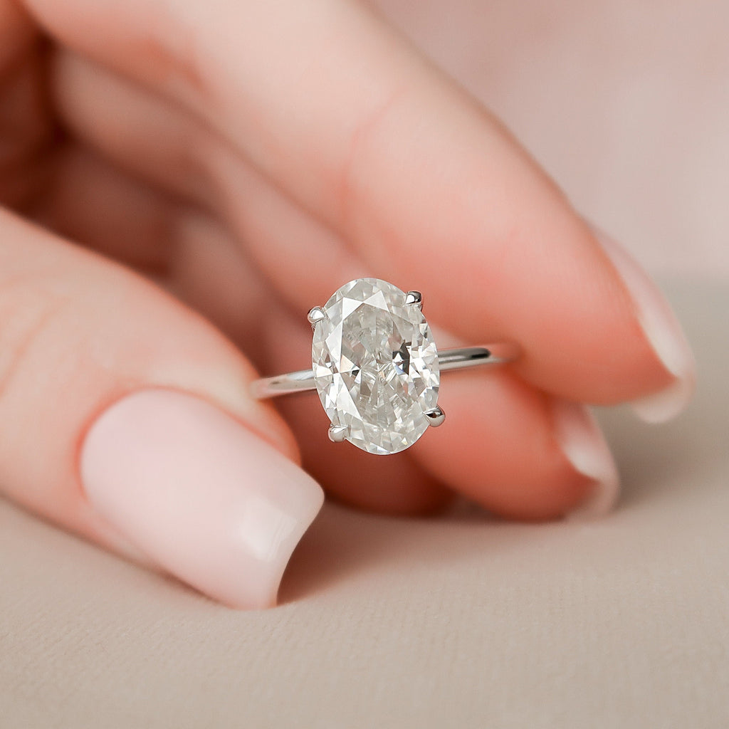 3.0 CT Oval Moissanite Hidden Halo Setting Engagement Ring
