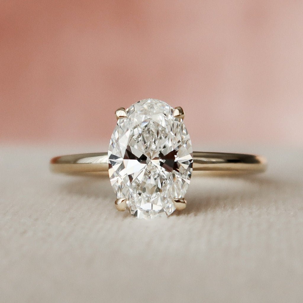 1.50 CT Oval Cut Hidden Halo Setting Moissanite Engagement Ring