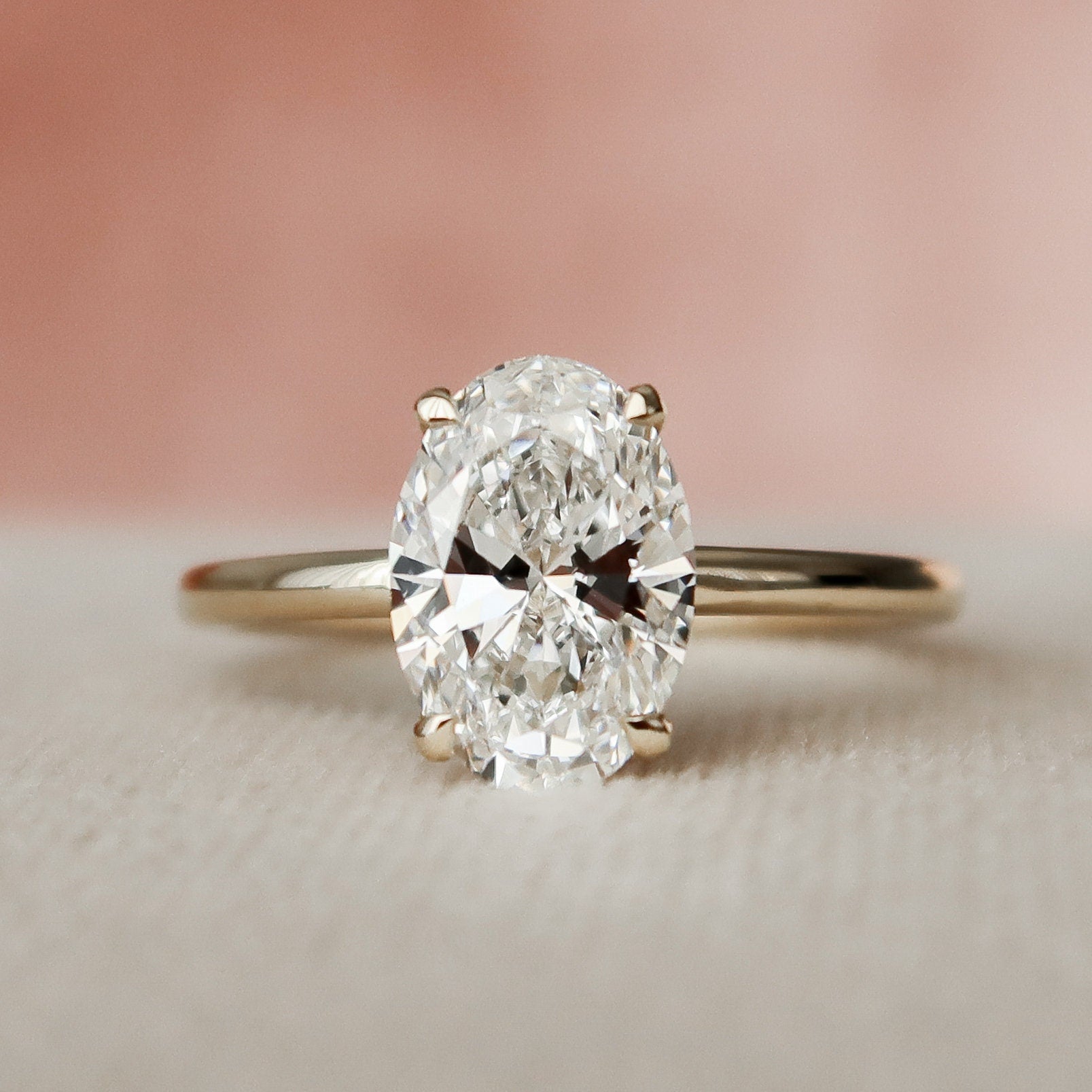 1.50 CT Oval Cut Hidden Halo Setting Moissanite Engagement Ring