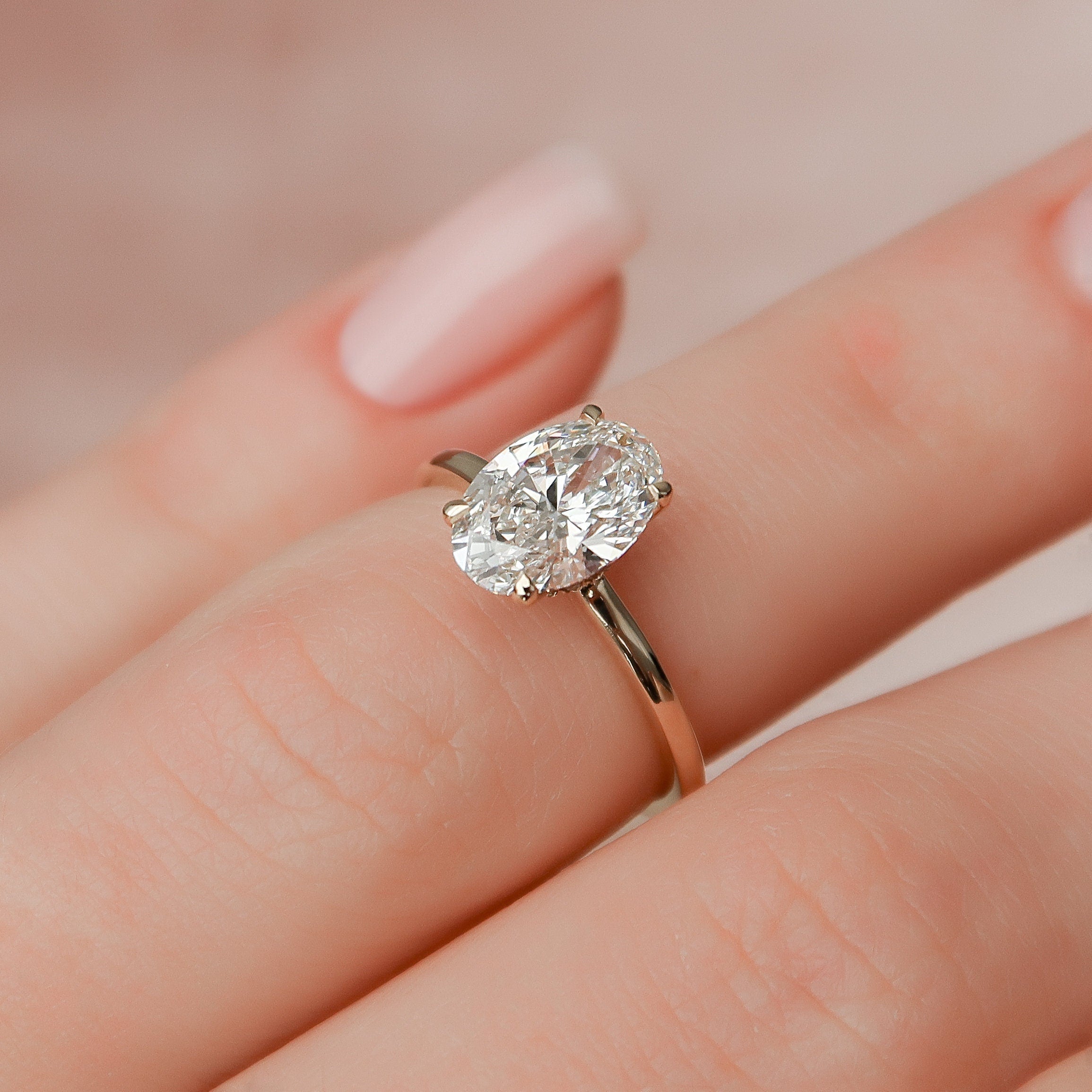 1.50 CT Oval Cut Hidden Halo Setting Moissanite Engagement Ring