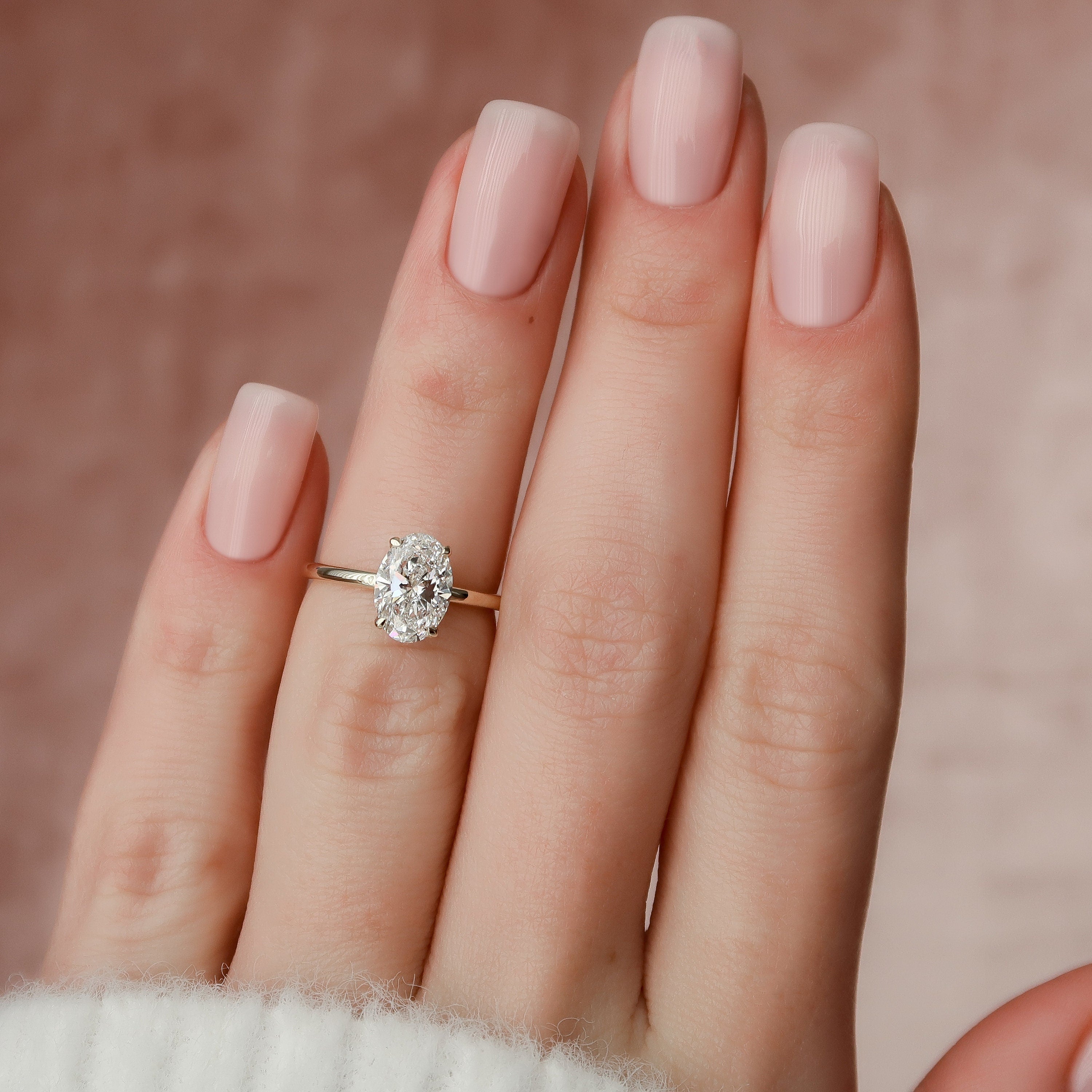 1.50 CT Oval Cut Hidden Halo Setting Moissanite Engagement Ring Secondary image