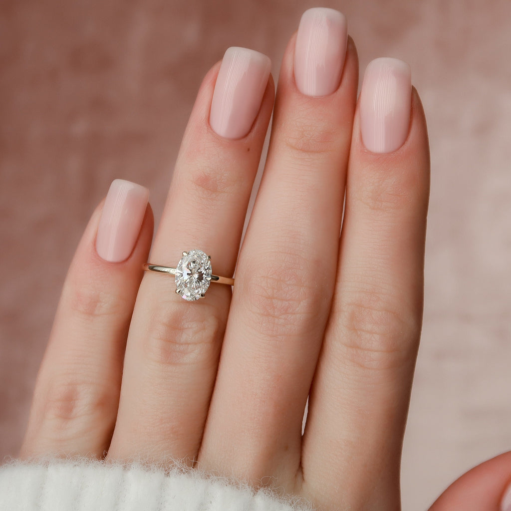 1.50 CT Oval Cut Hidden Halo Setting Moissanite Engagement Ring