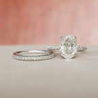 2.50CT Oval Cut Moissanite Pave Bridal Ring Set