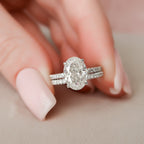 2.50CT Oval Cut Moissanite Pave Bridal Ring Set