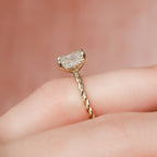 2.0 CT Elongated Cushion Moissanite Hidden Halo Engagement Ring