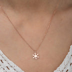 Solid Plain Gold Snowflake Pendant Necklace