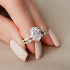 2.0CT Oval Cut Moissanite Dainty Bridal Ring Set