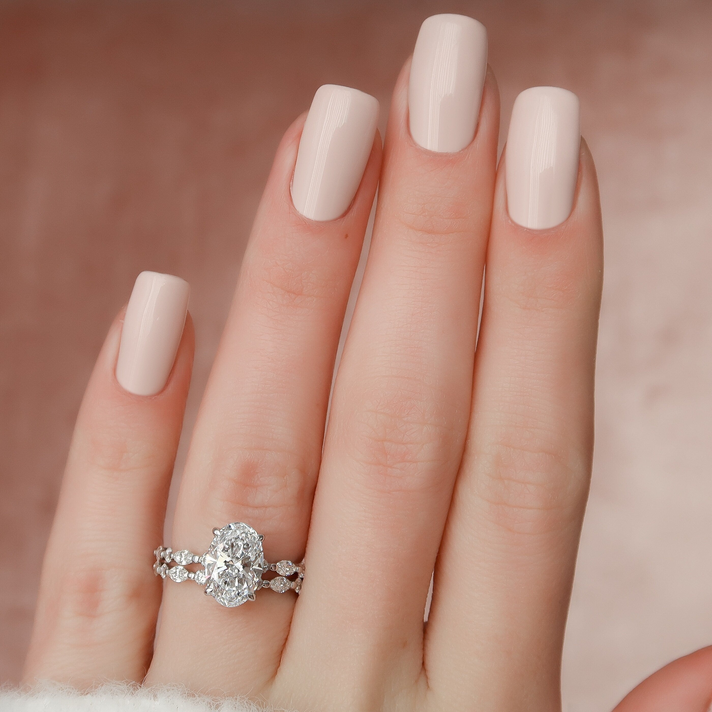 2.0CT Oval Cut Moissanite Dainty Bridal Ring Set