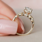 2.0 CT Oval Shape Moissanite Cluster Engagement Ring