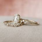2.0CT Oval Cut Moissanite cluster Bridal Ring Set