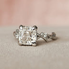 1.50 CT Cushion Cut Nature Inspired Moissanite Engagement Ring