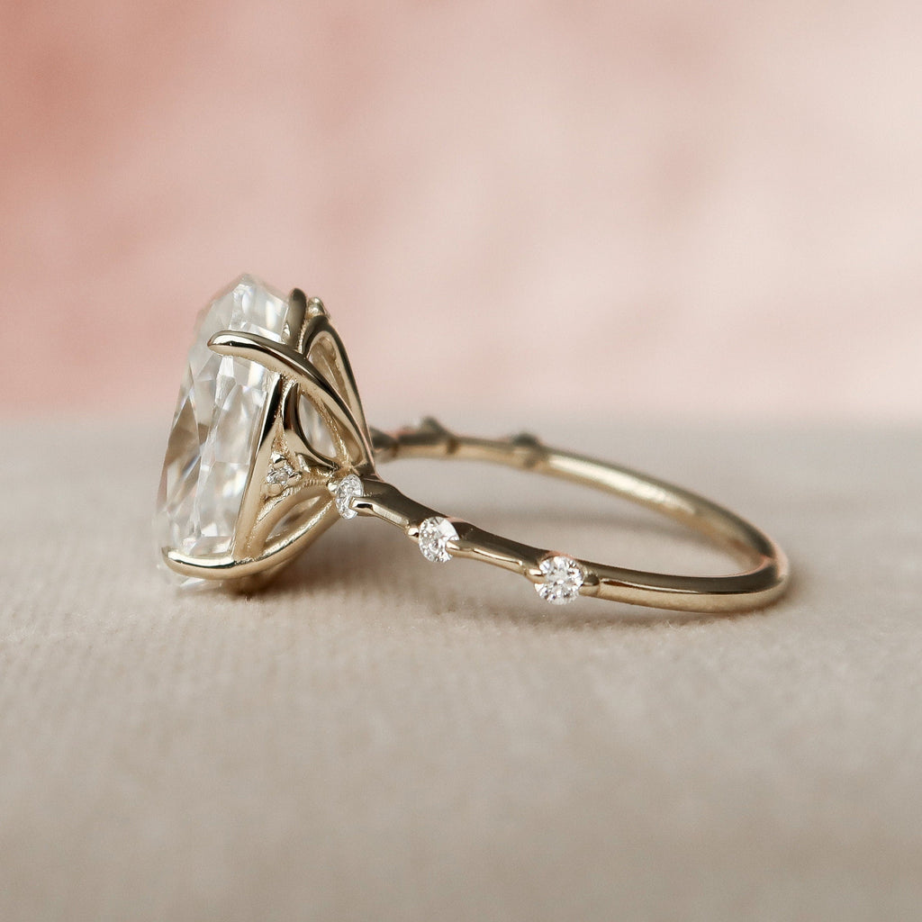 4.50 CT Oval Moissanite Dainty Style Engagement Ring