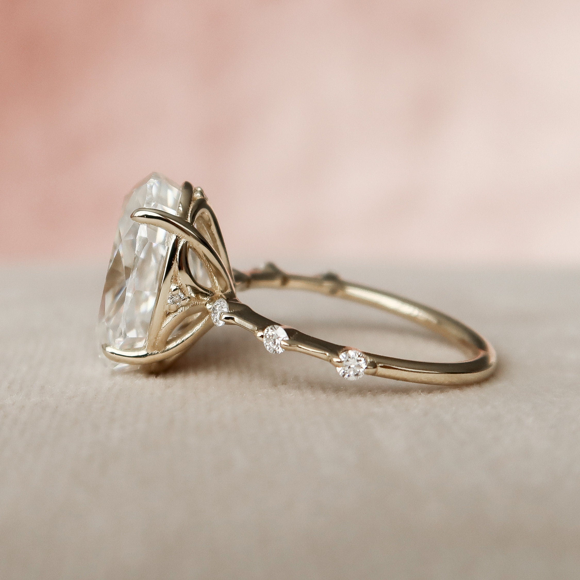 4.50 CT Oval Moissanite Dainty Style Engagement Ring