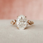 3.0 CT Oval Cut Moissanite Cluster Engagement Ring