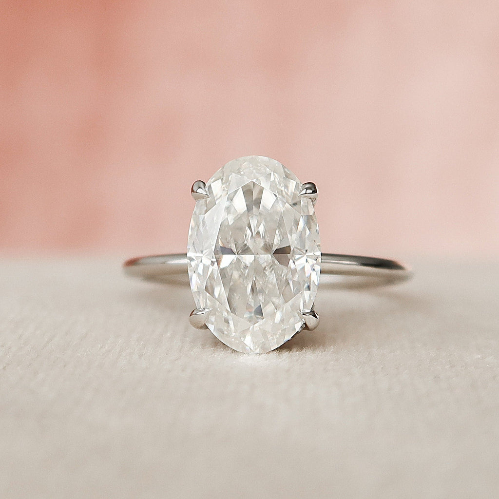 3.50 CT Oval Moissanite Hidden Halo Engagement Ring