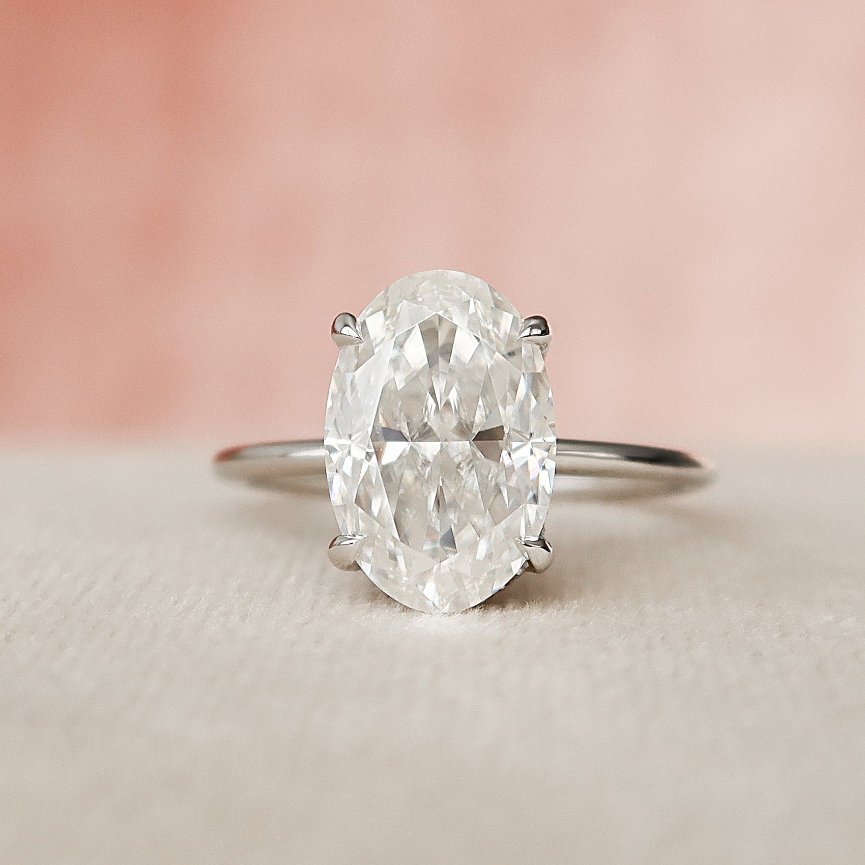 3.50 CT Oval Moissanite Hidden Halo Engagement Ring