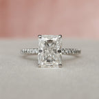 3.0 CT Radiant Moissanite Pave Setting Engagement Ring