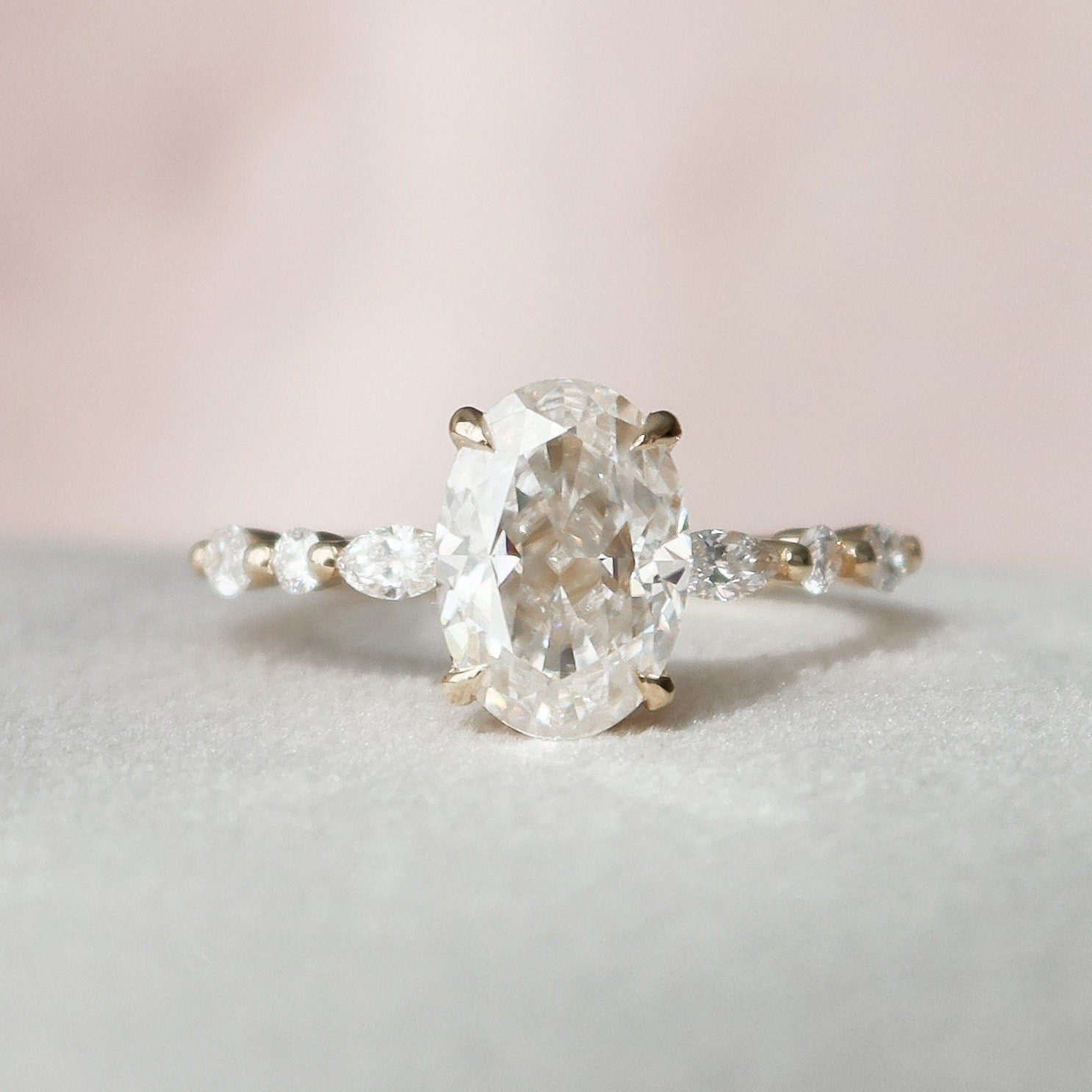 2.0 CT Oval Cut Moissanite Pave Engagement Ring