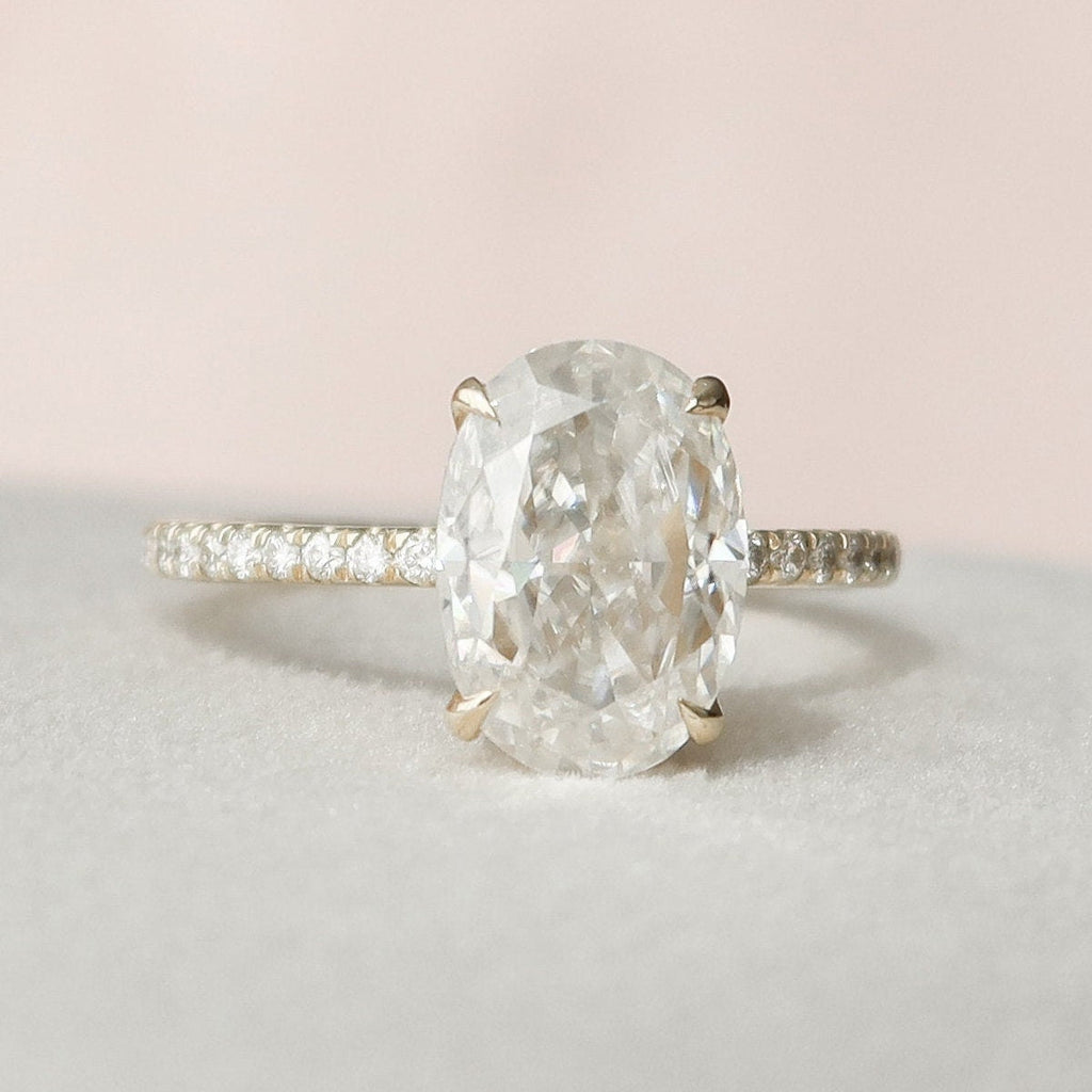 2.50 CT Oval Moissanite Pave Setting Engagement Ring