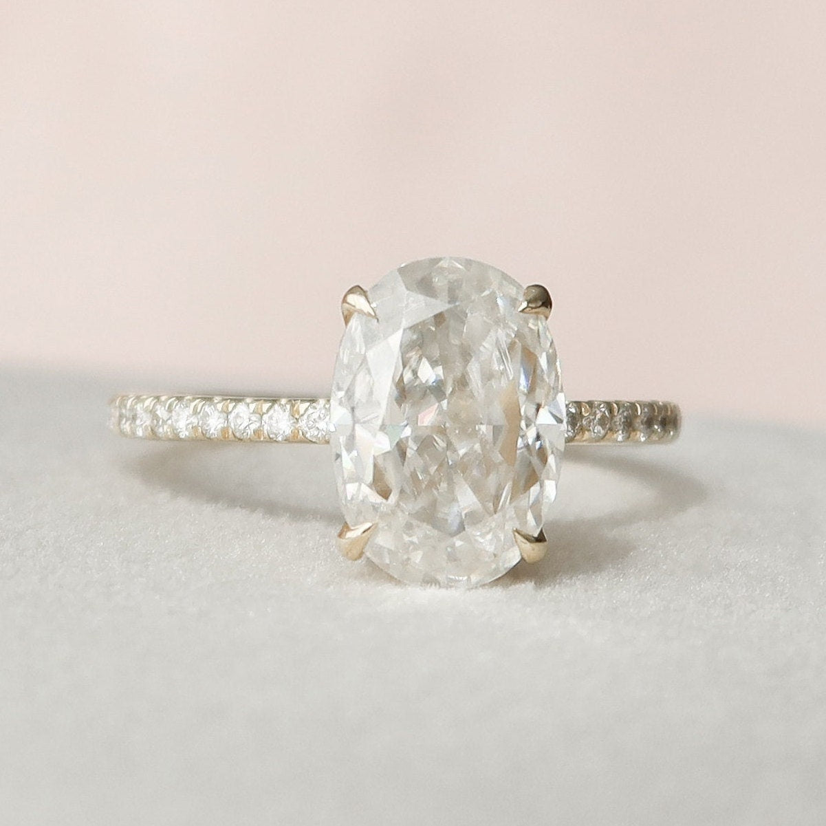 2.50 CT Oval Moissanite Pave Setting Engagement Ring