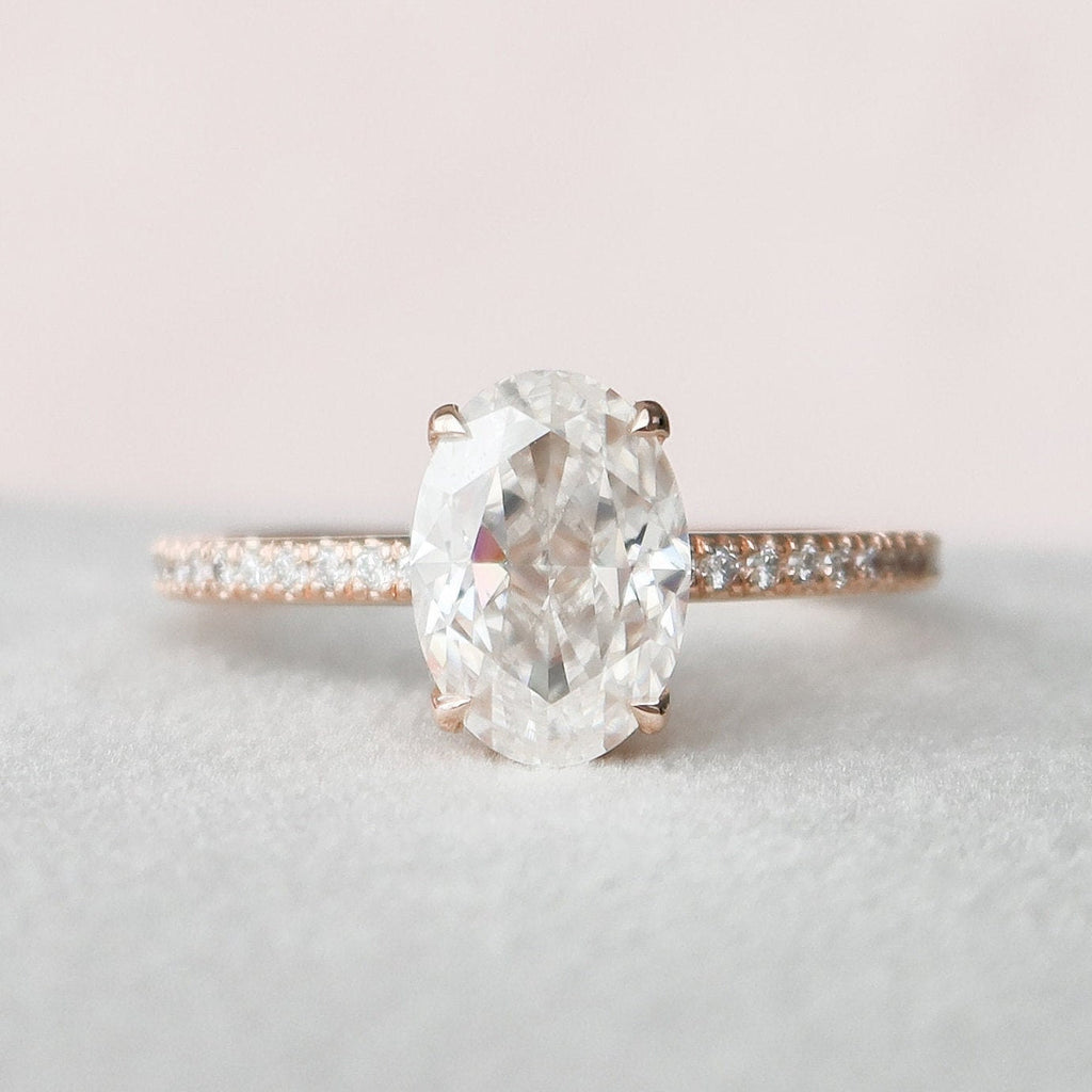 2.50 CT Oval Moissanite Pave Setting Engagement Ring