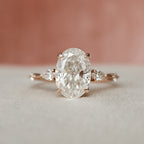 2.0 CT Oval Cut Three Stones Moissanite Engagement Ring