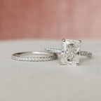 3.0CT Radiant Cut Moissanite Pave Bridal Ring Set