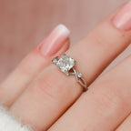 1.0 CT Cushion Cut Nature Inspired Moissanite Engagement Ring