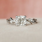 1.0 CT Cushion Cut Nature Inspired Moissanite Engagement Ring