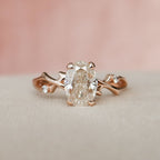 1.0 CT Oval Cut Twig Moissanite Nature Inspired Engagement Ring