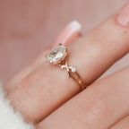 1.0 CT Oval Cut Twig Moissanite Nature Inspired Engagement Ring