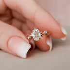 1.0 CT Oval Cut Twig Moissanite Nature Inspired Engagement Ring