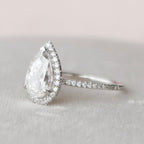2.0 CT Pear Moissanite Halo Setting Engagement Ring