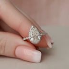 2.0 CT Pear Moissanite Halo Setting Engagement Ring