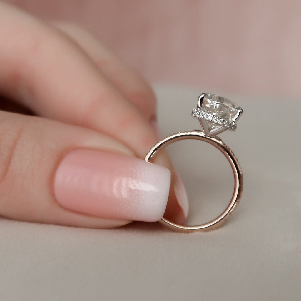 3.50 CT Pear Cut Moissanite Pave Setting Engagement Ring