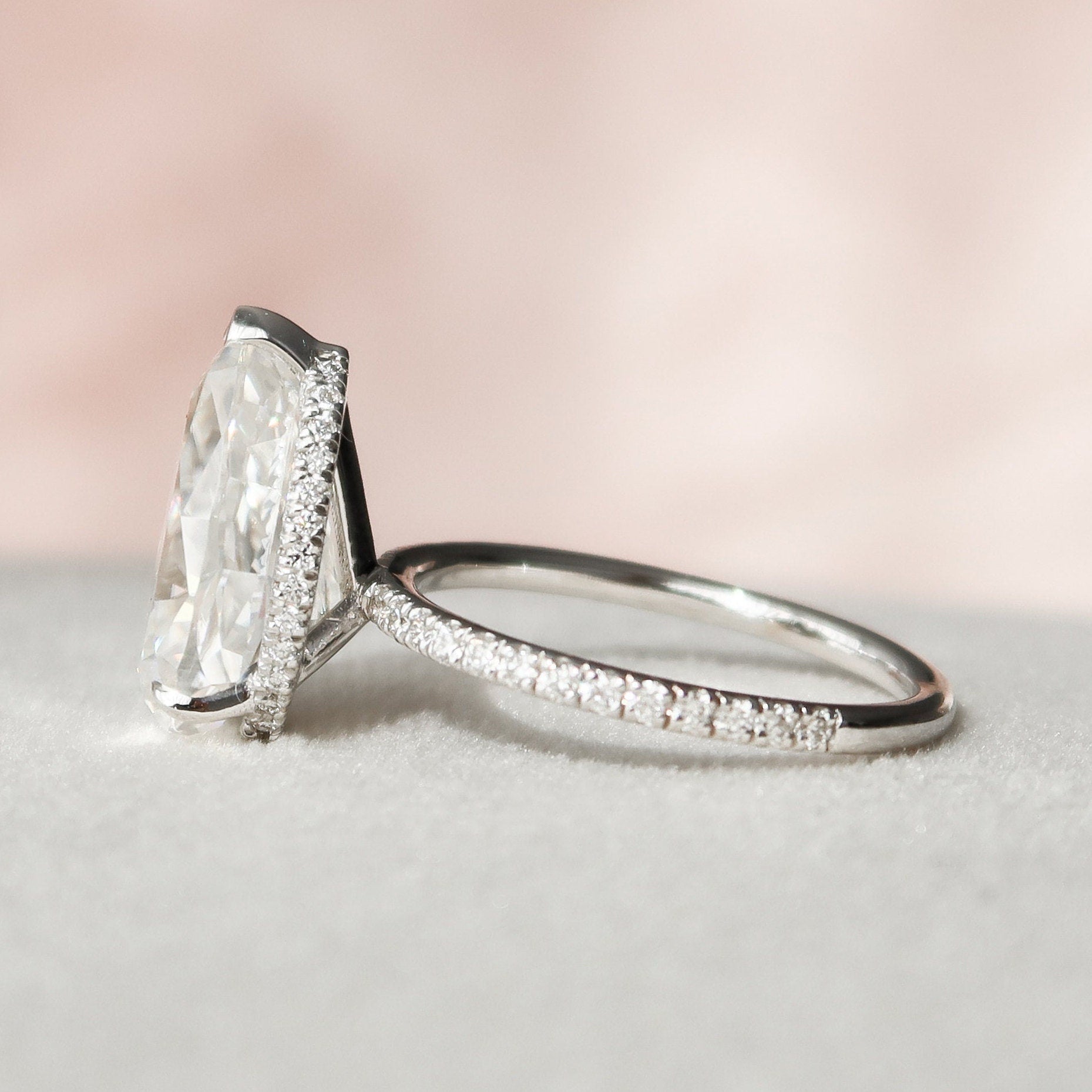 3.50 CT Pear Cut Moissanite Pave Setting Engagement Ring