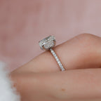 1.0 CT Oval Cut Moissanite Pave Style Engagement Ring