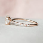 1.0 CT Oval Cut Moissanite Pave Style Engagement Ring