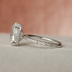 3.0 CT Oval Moissanite Hidden Halo Pave Engagement Ring