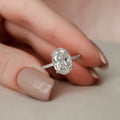 3.0 CT Oval Moissanite Hidden Halo Pave Engagement Ring