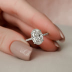 3.0 CT Oval Moissanite Hidden Halo Pave Engagement Ring