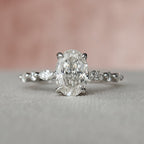 1.50 CT Oval Cut Hidden Halo Moissanite Engagement Ring