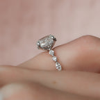 1.50 CT Oval Cut Hidden Halo Moissanite Engagement Ring
