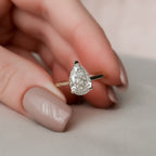 2.0CT Pear Moissanite Solitaire Engagement Ring With Hidden Halo Setting