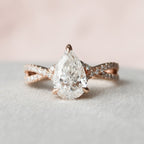 1.0 CT Pear Cut Split Shank Moissanite Engagement Ring