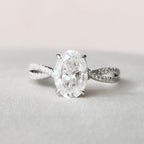 3.0 CT Oval Moissanite Split Shank Style Engagement Ring