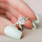 1.50 CT Oval Cut Moissanite Cluster Style Engagement Ring
